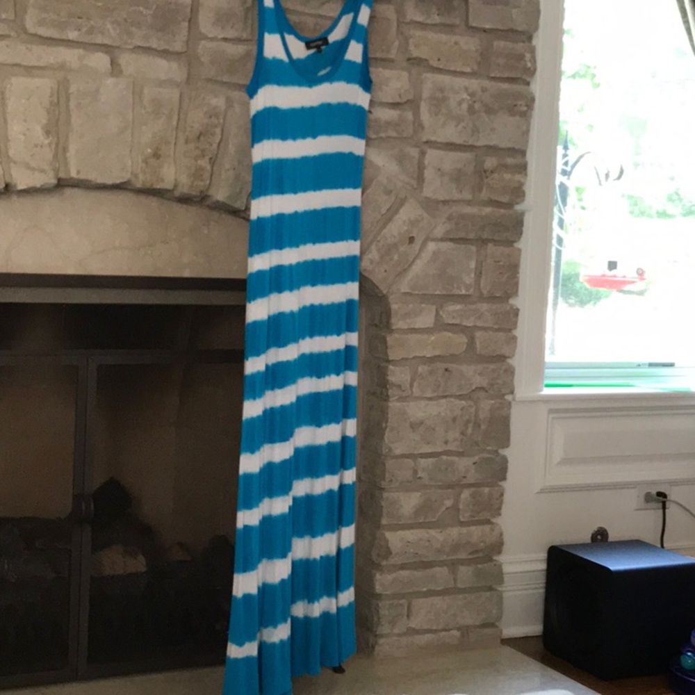Ellen Tracy Turquoise and White Striped Dress